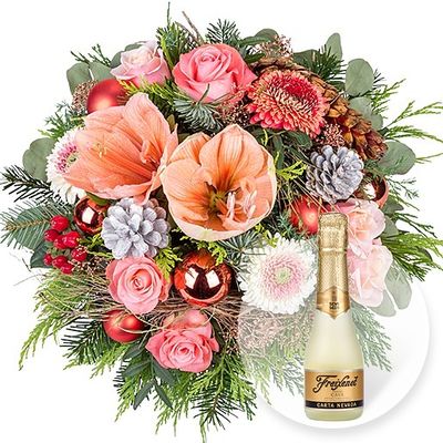 Weihnachtsmorgen und Freixenet Semi Seco von Valentins auf blumen.de