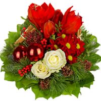 Weihnachtsstrauß in Rot, Weiß und Grün von FloraPrima auf blumen.de