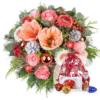 Weihnachtsstrauß mit Amaryllis von Valentins auf blumen.de