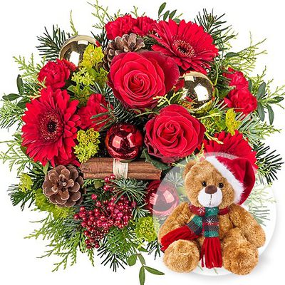 Weihnachtszeit und Weihnachts-Teddy von Valentins auf blumen.de