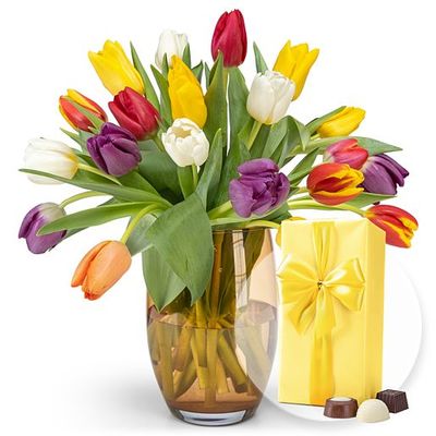20 bunte Tulpen  von Valentins auf blumen.de