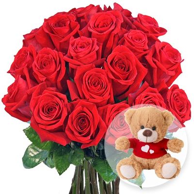 20 rote Rosen  von Valentins auf blumen.de