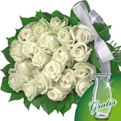20 weiße Rosen im Bund  von FloraPrima auf blumen.de