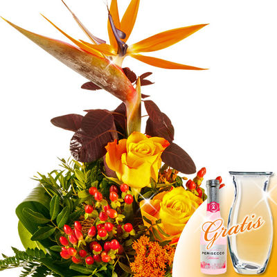 Blumenstrauß Blütenstar mit Vase & Secco von FloraPrima auf blumen.de