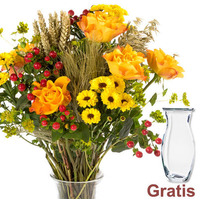 Blumenstrauß Landpartie mit Vase von FloraPrima auf blumen.de