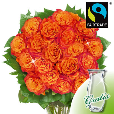 Fairtrade-Rosen (orange) von FloraPrima auf blumen.de