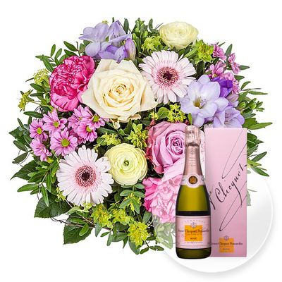 Pretty Pastell und Champagner Veuve Clicquot Rosé von Valentins auf blumen.de