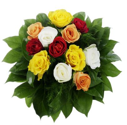 Strauß 12 bunte Rosen von Flowers-deluxe auf blumen.de