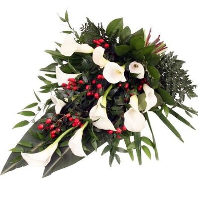 Trauerstrauß Weiß-Rot mit Calla von Blumenfee auf blumen.de